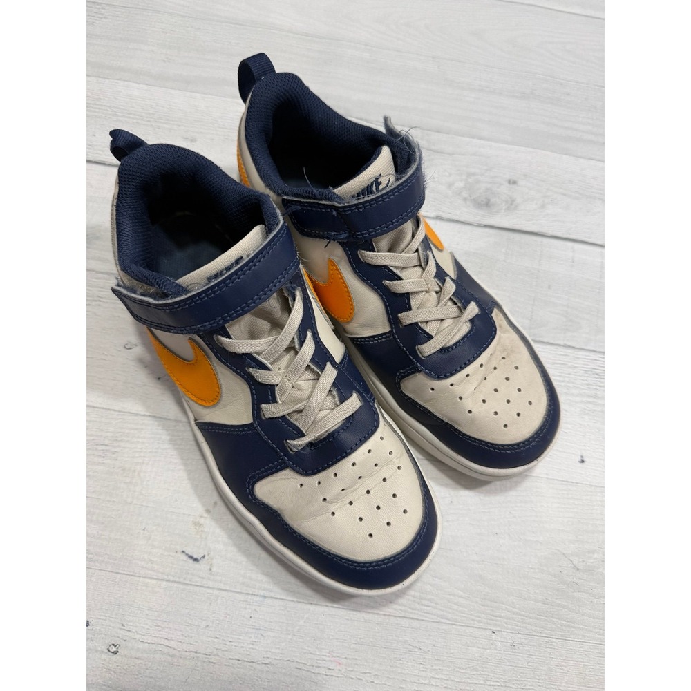 KIDS' NIKE LITTLE KID COURT BOROUGH MID 2 SNEAKERS navy orange youth size 3